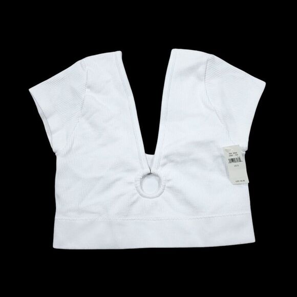 Aerie O-Ring Seamless Ribbed Unlined Cropped Bra Top Bralette Size Small White - Picture 1 of 5